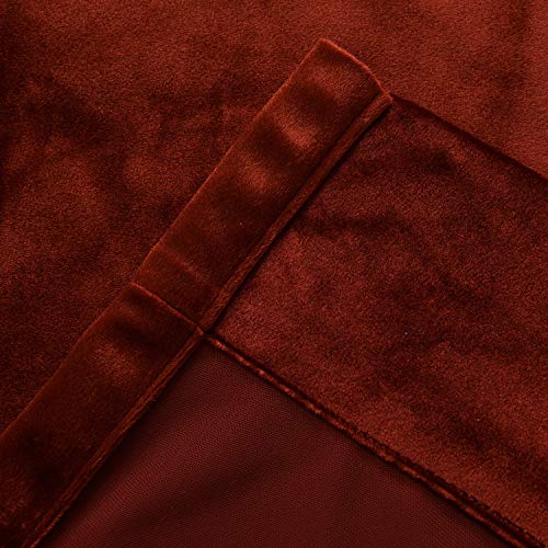 Roslynwood Velvet Rust Red Curtains 84 inch Length - Luxurious Elegant Curtains Block Light Rod Pocket Thermal Insulated Window Panels Drapes for Bedroom/Living Room/Dining Room, W52 by L84, 2 Panels - color: Rust Red, size: 52"W x 84"L (Pack of 2)