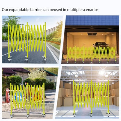 TRUNK Expandable Metal Barricade, 16 FT, Matte Yellow, Folding Security Gate Safety Barrier with Casters, Flexible Mobile Barrier Gate, Adjustable Traffic Fence for School,Shopping mall - size: 16 FT Matte Yellow-41 in(L-H)