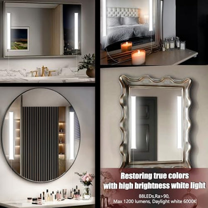 LED Vanity Light for Mirror, Bright/RA90/6000K/Dimming Makeup Lights, 12V/16W Lighting for Mirror, Lighting for Makeup Vanity Table & Bathroom Mirror - size: 11.8in Vanity Lights x2