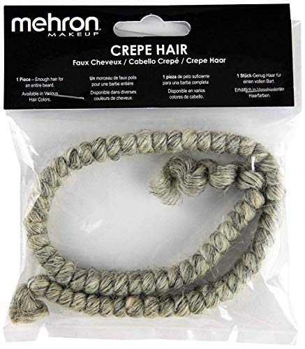 Mehron Makeup Crepe Hair - LIGHT GREY, Special FX Fake Hair - color: Light Grey