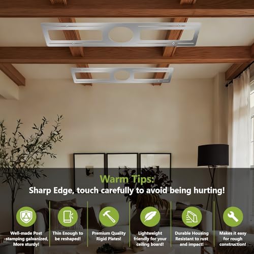 48-Pack New Construction Mounting Plate, 4in, LED Recessed Lighting Housing Kits, Flat Steel Rough-in Bracket Fixture for LED Light Bar, Shallow Recessed Lighting Housing Plate - color: Symmetric 4", size: 48 Pack