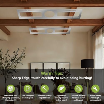 24-Pack New Construction Mounting Plate, 4Inch, LED Recessed Lighting Housing Kits, Flat Steel Rough-in Bracket Fixture for LED Light Bar, Shallow Recessed Lighting Housing Plate - color: Symmetric 4", size: 24 Pack