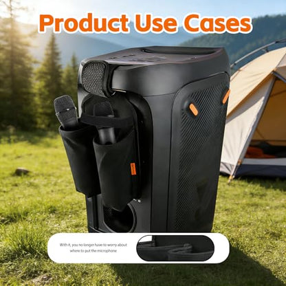 Wireless Microphone Case, Dual Microphone Holder & Mic Bag, Compatible with JBL Wireless Two Microphone System & JBL Partybox 110/120/310/320/710, Protective Cover for Handheld Mics - Bag Only