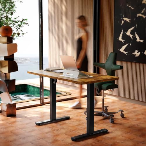 HUANUO 40x24 Inch Electric Standing Desk, Height Adjustable, Rustic Brown | 176 Lbs Capacity, Smooth Home Office Desk, 4 Memory Presets & Headphone Hooks, 28.3–46.5 Inch Height Range, Easy to assemble - color: Rustic Brown, size: 40" X 24"