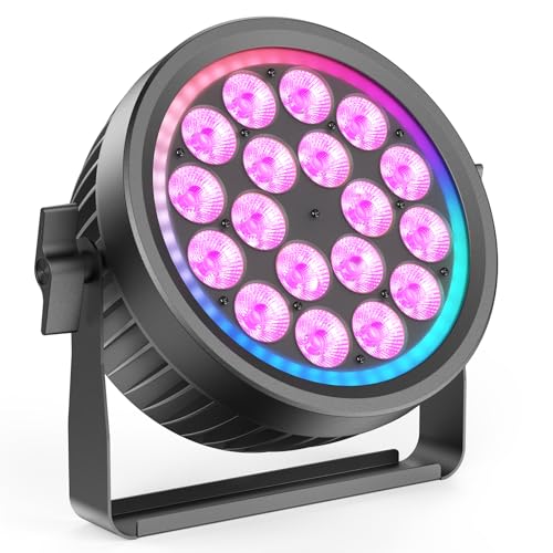 200W Aluminum Cast Fanless & Silent Stage Lights, 4 in 1 RGBW LED Par Lights with Dynamic Aperture, DMX512/Auto/Sound Activated Par Can Uplights for Events Wedding Bar Party Stage - 1Pack - color: 1Pack