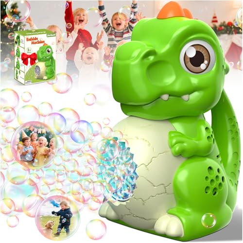 Toddler Toys Dinosaur Bubble Machine: Automatic Blower with Lights, Large 150ML Tank & Powerful Motor - Produces 15,000+ Colorful Bubbles/Min for Magical Party, Birthday - color: Green