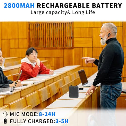 30W Portable Voice Amplifier with Wireless Microphone Headset, 2800mAh Rechargeable PA System Speaker Personal Microphone Speech Power Amplifiers Loudspeaker for Teachers/Metting/Tour Guide - size: Standard Black