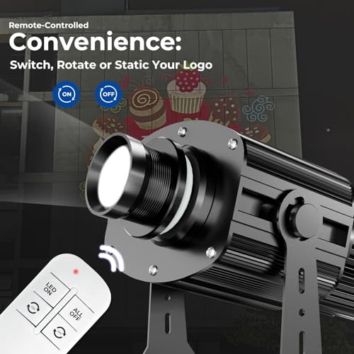 90W GOBO Logo Projector for Business, IP67 Waterproof | Custom GOBO Display, Remote Control, IP67 Waterproof, Rust Resistant Housing, Stores, Hotels & Events