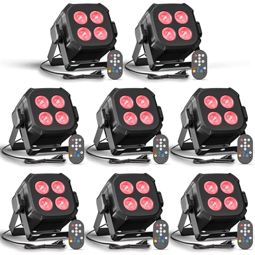 Mini Stage Lights, Corded 4 * 8w Led Par Lights, Lightweight RGBW 4 in 1 Uplights with DMX512, Sound-Activated Controlled, 4/8 CH Par Can for Party, Home, Disco, 8 Pack - color: 8 PACK