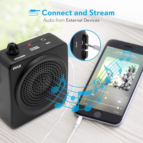 Pyle Portable PA Speaker and Voice Amplifier: Compact Waistband with Rechargeable Battery, Includes Headset Microphone & 3.5mm Aux Jack - Ideal for Tour Guides, Teachers, and Meetings
