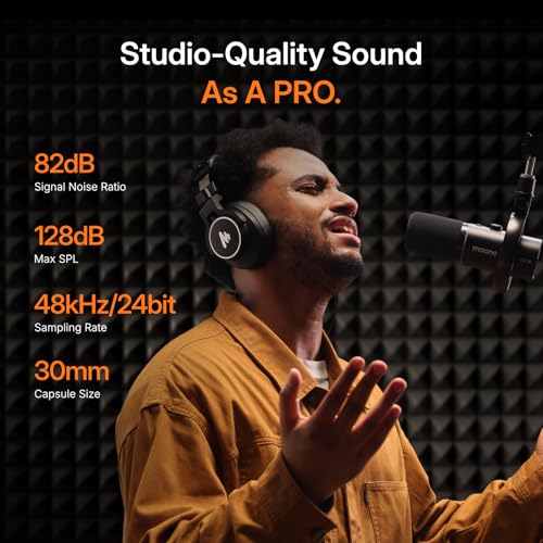 MAONO PD200W Hybrid Wireless Podcast Microphone for PC, Dynamic XLR USB Mic - color: Black