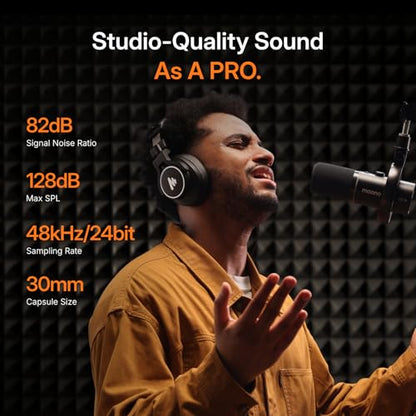 MAONO PD200W Hybrid Wireless Podcast Microphone for PC, Dynamic XLR USB Mic - color: Black