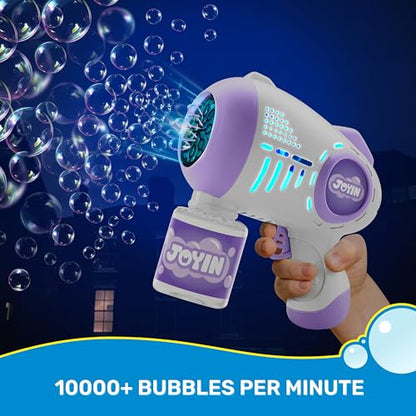 JOYIN 2 Kids Bubble Guns with 4 Bottles Solution, Automatic Bubble Machine Gun with 8 Holes for Kids, Adults, Summer Toys, Easter Basket Stuffers, Birthday Gift, Party Favors-Purple，Pink - color: Pink, Purple