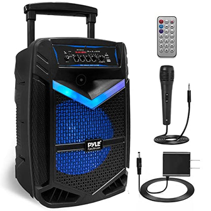 Pyle Portable Bluetooth PA Speaker System - 800W Rechargeable Outdoor Bluetooth Speaker Portable PA System w/ 12” Subwoofer 1” Tweeter, Recording Function, Mic In Party Lights USB/SD Radio- PPHP1242B - size: 12 in