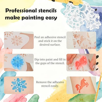 Face Painting Kit for Kids and Adults ,Halloween Face Paint Makeup Kit | Non-toxic, Water-Activated Face Paint Makeup Set, Ideal for HalloweenCosplay、Parties、Special Effects、Artistic Stage Makeup
