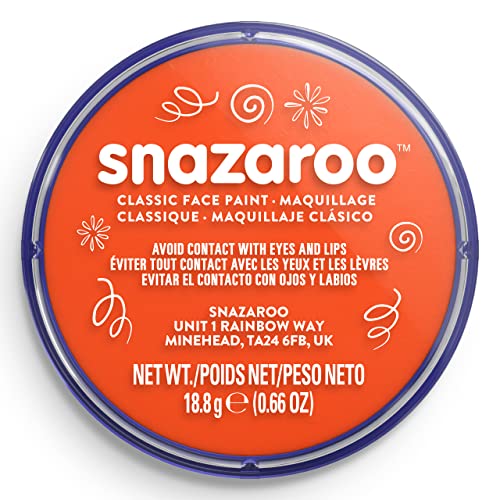 Snazaroo Classic Face and Body Paint, 18.8g Pot, Dark Orange | Non-Toxic Hypoallergenic, Safe, Washable, Face & Body Paint for Halloween, Cosplay Costumes, Dress Up, Parties and Festivals - color: Dark Orange, style: 18.8g (0.66-oz) Pot