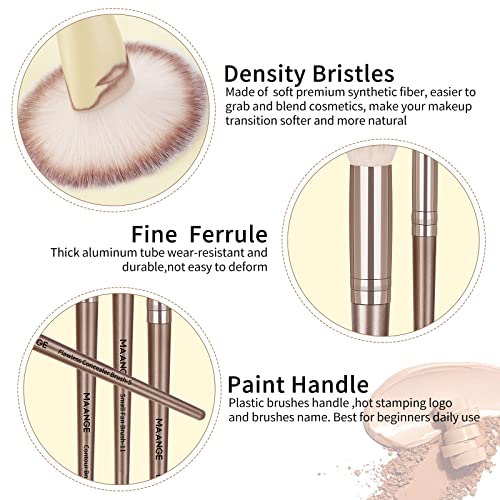 MAANGE Makeup Brush Set 23 Pcs Makeup Brushes Premium Synthetic Make up brushes Professional Face Powder Blush Pointed Eyeshadow Blending Brush Gifts for Women/Girls(Champagne) - color: champagne