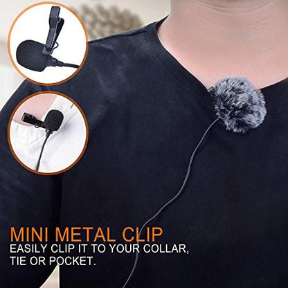 COMICA XLR Microphone CVM-V02O 2 Pack 5.9 fts Phantom Power Omni-Directional Lavalier Lapel Microphone for Canon Sony Panasonic Camcorders Zoom H4n H5 H6 Tascam DR-40 DR-60D DR-70D DR-100 Recorders