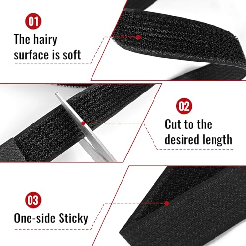 1" x16ft Hook and Loop Straps with Metal Buckles, Molle Cable Straps, Adjustable Fastening Cinch Strap, Reusable Nylon Securing Cord Ties, 1 inch Wide, Black with 25 Buckles - color: 1"x16ft, 25 Buckles