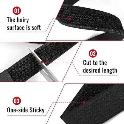 1" x16ft Hook and Loop Straps with Metal Buckles, Molle Cable Straps, Adjustable Fastening Cinch Strap, Reusable Nylon Securing Cord Ties, 1 inch Wide, Black with 25 Buckles - color: 1"x16ft, 25 Buckles