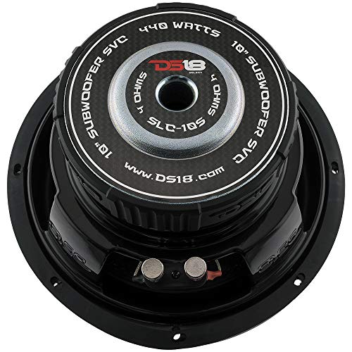 DS18 SLC-10S Subwoofer in Black - 10-Inch Speaker, 440W Max Power, 220W RMS Power, Aluminum 4 Layer Voice Coil, Black Steel Frame, SVC, 4 Ohm Impedance, Ferrite Magnet (1 Speaker) - style: 10 inch