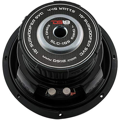 DS18 SLC-10S Subwoofer in Black - 10-Inch Speaker, 440W Max Power, 220W RMS Power, Aluminum 4 Layer Voice Coil, Black Steel Frame, SVC, 4 Ohm Impedance, Ferrite Magnet (1 Speaker) - style: 10 inch