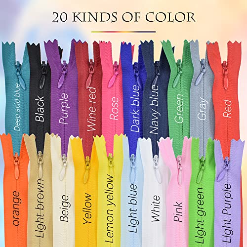 40Pcs Nylon Invisible Sewing Zippers, for DIY Handmade Garment Bags Home Textile Tailor Sewing Craft Sewer Crafter's Special 20 Color (30cm/12inch) - style: 30cm/12inch