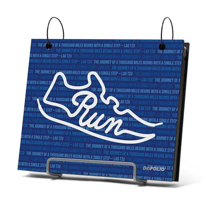 Gone For a Run BibFOLIO Race Bib Album - The Journey - 9.5x8 | Wood Cover, Twist Cable Rings, Race Bib Holder, Holds Up to 100 Bibs, Includes 12 Vinyl Sleeves, Marathon Runner Gift - color: The Journey