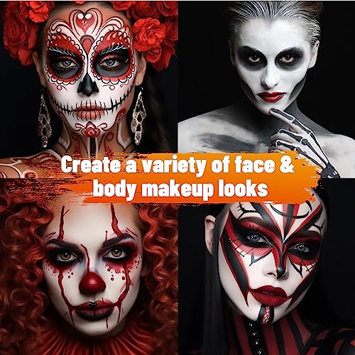 BOBISUKA White Black Red Face Body Paint with 3PCS Sponges Face Painting Kit for Adult Large Capacity Oil Based Paints Palette For Halloween Makeup Clown Joker Devil Cosplay SFX Costume Party - color: SET 03