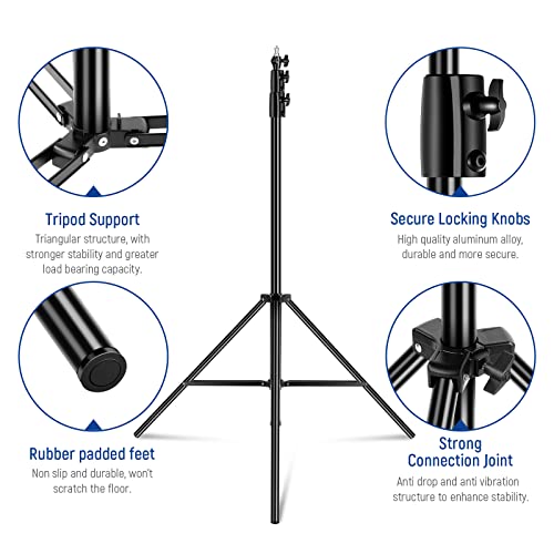 NEEWER 8.5ft/2.6m Air Cushioned Light Stand, Heavy Duty All Metal Tripod Stand with 1/4" to 3/8" Reversible Spigot, 3 Way Mounting Interface & Metal Locking Knobs, Max Load 5.5lb/2.5kg, ST-260AC | Metal Stand, 1/4" to 3/8" Reversible Spigot, 3 Way Mountin