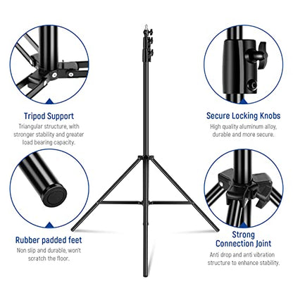 NEEWER 9.2ft/2.8m Air Cushioned Light Stand, Heavy Duty Metal Photography Tripod Stand with 1/4" to 3/8" Reversible Spigot, 3 Way Mounting Interface & Metal Locking Knobs, Max Load 5.5lb/2.5kg | Metal Stand with 1/4" to 3/8" Reversible Spigot, 3 Way Mount
