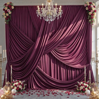 20x12 ft Burgundy Backdrop Curtains for Weddings, Birthdays and Photos - color: Burgundy, size: W5' x H12'(4 panels)