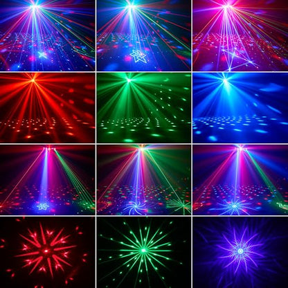 DJ Light with Stand,7IN1 DJ Disco Party Light with Stand&Carry Bag RGB Par Lights,Rotating Ball,Strobe,UV Lighting by DMX Sound Activated Remote Control for Parties Gig Bar Stage
