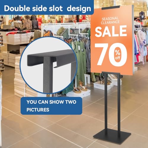 QKA 2 Pack Poster Stand for Display, Double Sided Pedestal Sign Holder , Heavy Duty Adjustable Floor Standing Sign Holder Height to 75 inches, Easy to Install, Suitable for Exhibitions,restaurants,stores