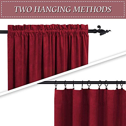 RYB HOME Red Velvet Curtains 63 inches Long - Super Soft Room Darkening Energy Efficiency Window Covering for Girl Bedroom Living Room Bathroom Backdrop, W 52 x L 63 inch, Ruby Red, 2 Panels - color: Ruby Red, size: 52"W x 63"L (Pack of 2)