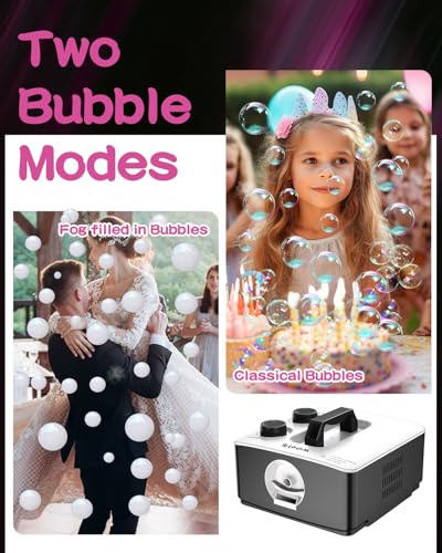 Fog Machine, No Spill Fog Bubble Machine, Portable Smoke Bubble Machine, Bubble Fogger, Bubble Fog Combo Machine for Indoor Outdoor Party Wedding Birthday Photograph Christmas Halloween