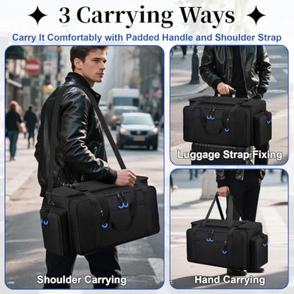 Large Dj Cable Bag with Detachable Dividers, Bottom Pad | Dj Bag for Equipment and Accessories with Laptop and Microphone Pocket, Dj Gig Bag for Musician, Professional, Travel, Blue - color: Blue, style: Dj Cable Bag