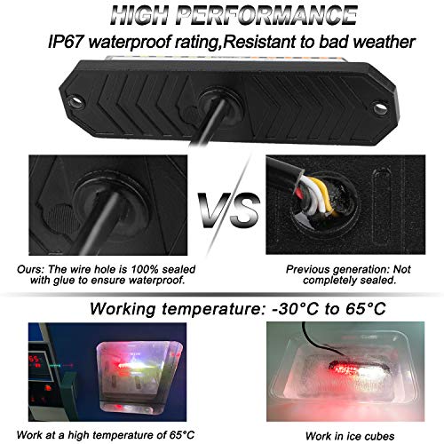 ASPL 8pcs Sync Feature Ultra Slim 12-LED Surface Mount Flashing Strobe Lights for Truck Car Vehicle LED Mini Grille Light Head Emergency Beacon Hazard Warning Lights (Red/White) - color: Red/White, size: 4.41L x 0.44W x 1.14H Inch