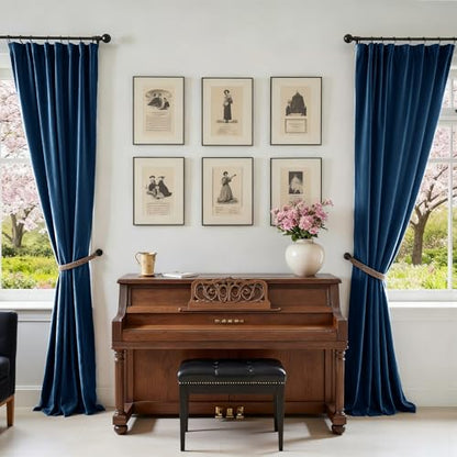 Lazzzy Blackout Dark Blue Velvet Curtains Rod Pocket 52×96 Inch 2 Panels - color: R | Dark Blue, size: 52"W x 96"L (Pack of 2)