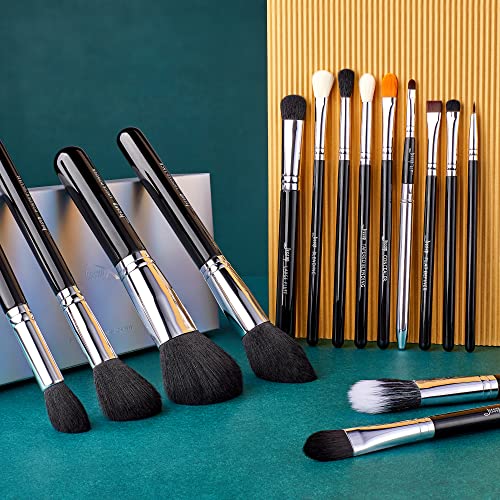 Jessup Makeup Brush Set for Contour Eyeshadow Eyeliner Lip, 15pcs T092 | Labeled Makeup Brushes, Premium Synthetic Fibers, Easy Blending, No Shedding, For Daily Beauty, Dates, Parties & Gifting