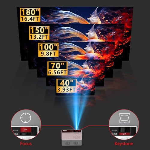 TMY 1080P Mini Projector, Built in Netflix app, 2-way Bluetooth, WiFi6 | Portable home theater, indoor/outdoor movies, Compatible with TV Stick/Roku/Phone/PC/PS/DVD/HDMI/USB - style: Built in Netflix app