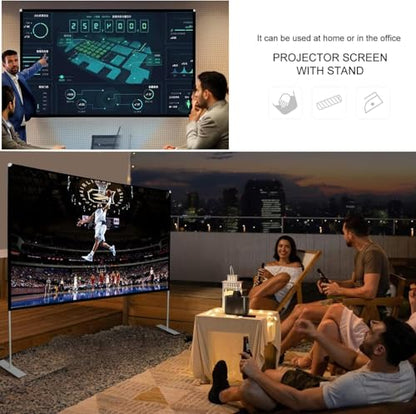 Projector Screen with Stand 120 inch 16:9 HD 4K Outdoor Indoor Projection Screen for Home Theater 3D Fast-Folding Projector Screen with Stand Legs and Carry Bag Projection Movie Wrinkle-Free - size: 120 inch