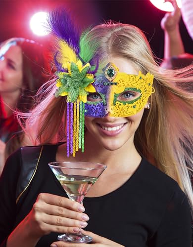 SIQUK Couple Masquerade Masks Set Venetian Party Mask Costume Mask - color: Arrow Mardi Gras