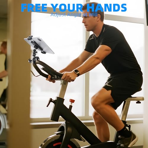 Tablet Holder for Microphone Stand/Treadmill/Spin Bike/Stroller/Golf Cart/Handlebar/Stationary Bike, Phone iPad Holder Mount for iPad Pro 12.9, Galaxy Tabs, iPhone(4.7-13”) - style: 3" Arm