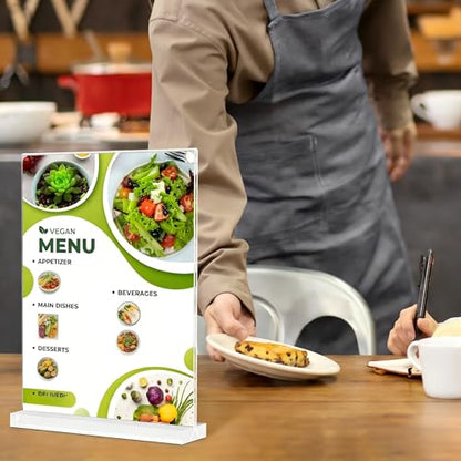 TONICE Acrylic Sign Holder 5 x 7 inch 6 Pack Double-Sided Plastic Sign Holder Stand Vertical Display Table Top Sign Holder for Office, Restaurants, Store, Wedding, Party