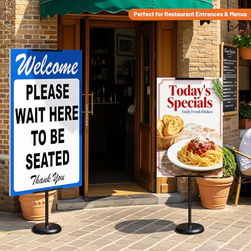 2Pack Adjustable Poster Stand for Display, Single-Sided Floor Pedestal Sign Holder, Poster Board Easel Stand up to 58", Welcome Sign Stand for Foam & Board, Wedding, Business & Events – Black - size: 2 Pack