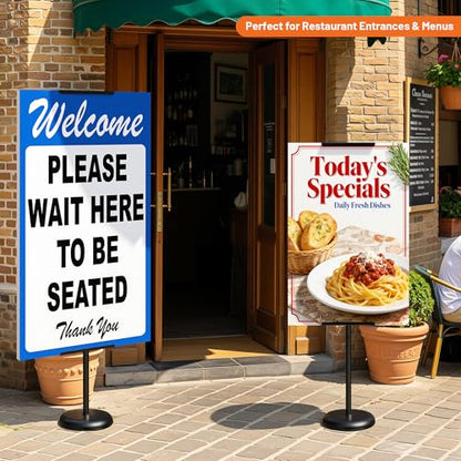 2Pack Adjustable Poster Stand for Display, Single-Sided Floor Pedestal Sign Holder, Poster Board Easel Stand up to 58", Welcome Sign Stand for Foam & Board, Wedding, Business & Events – Black - size: 2 Pack