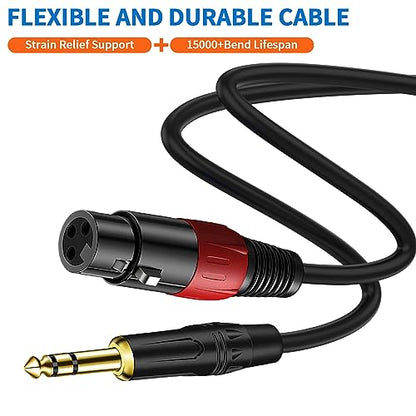 LanSenSu XLR to 1/4 TRS Stereo Adapter,XLR Female to 1/4 Inch (6.35mm) Stereo Balanced Microphone Stereo Audio Converter AdapterCable 2Pack- 11.8inch - size: 6.35mm to XLR Female-11.8in