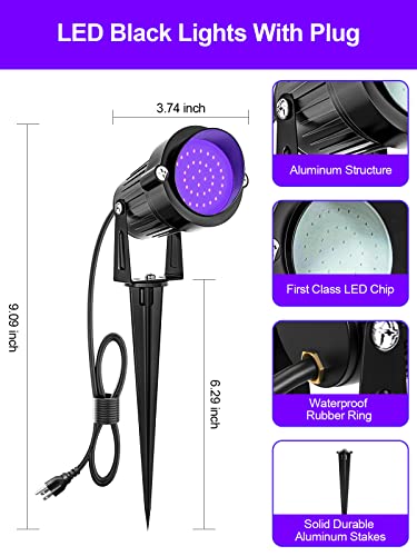 ZUCKEO Halloween Black Light Spotlight Outdoor LED Blacklight, 15W Waterproof Spot Lights Landscape Lighting with US Plug for Glow Party Body Paint Fluorescent Poster Bar Yard Garden Decor(1Pack) - size: 1 Pack