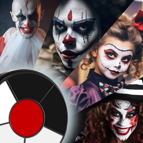 Spooktacular Creations Halloween Makeup Palette 3 Colors, Face Body Paint Makeup Wheel Waterproof Zombie Skeleton Cosplay Face Painting for Adult(0.35 Oz,White Black Red ) - color: Multicolor